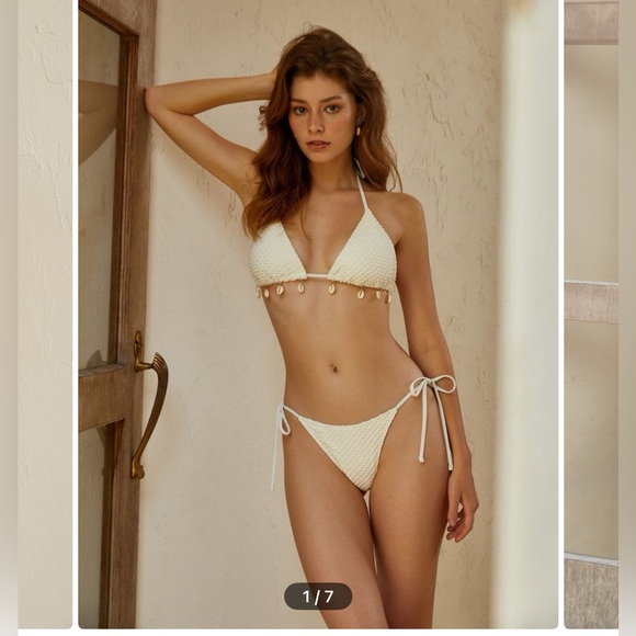 Commense Other - Commense White Textured Bikini with Shell Accents